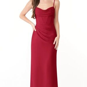 Azazie Red Maxi Gown Spaghetti Strap Sweetheart Wedding
